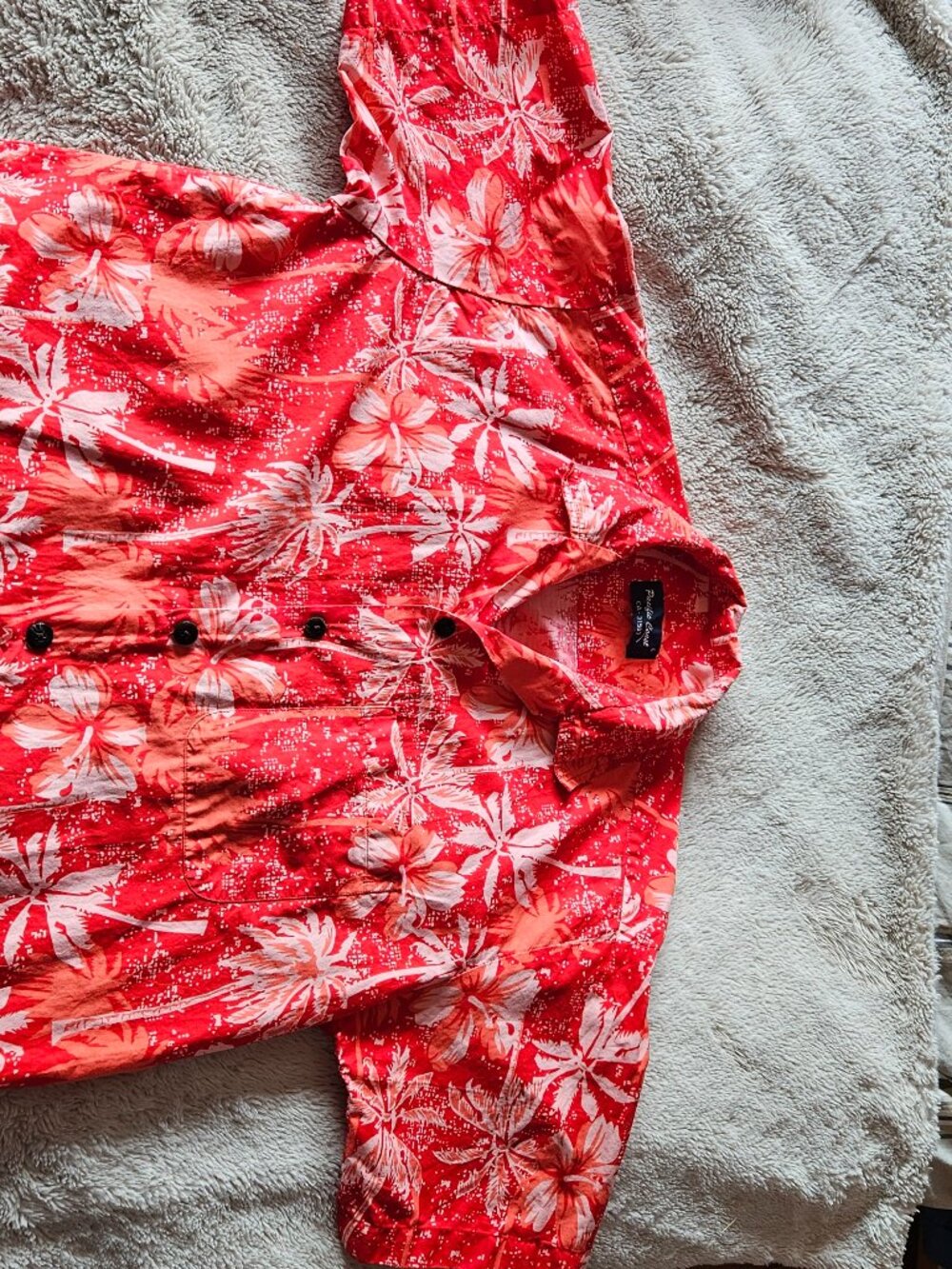 Vintage 90s Pacific Coast Hawaiian Shirt Large Men's Tropical Palm Tree Casual